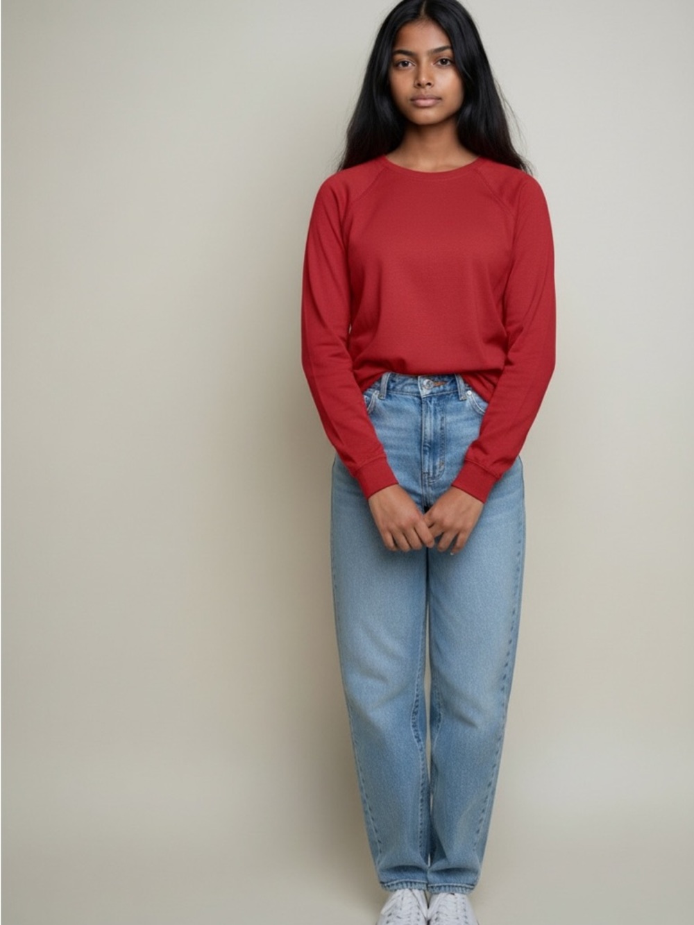 Women's Croft & Barrow The Classic Tee Long Sleeved Crew Neck T- Shirt red Sm